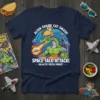 T-shirt design: Alien Shark Cat Smash Space Taco Attack! Galactic Fiesta Frenzy text with dragon, cat astronaut, and tacos