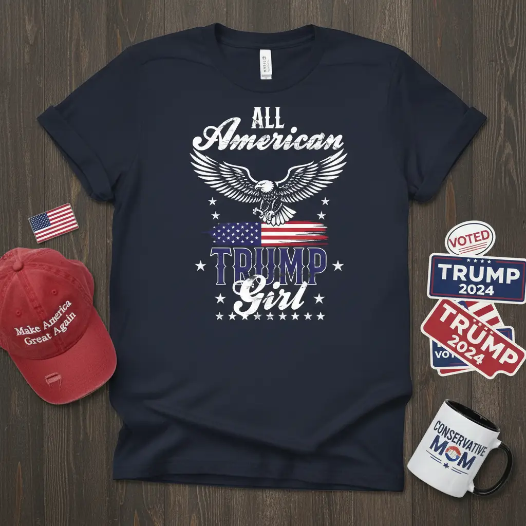 All American Trump Girl T-Shirt Patriotic Election Gift