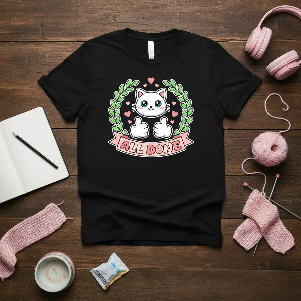 All Done Cat T-Shirt Cute Kitten Gift for Cat Lovers