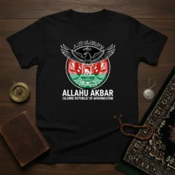 Allahu Akbar Islamic Republic of Afghanistan T-Shirt with national emblem and eagle design
