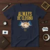 Always Be Closing sales slogan t-shirt with handshake graphic and key symbol