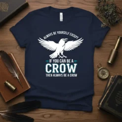 Always Be Yourself Except If You Can Be A Crow Then Always Be A Crow quote on a navy t-shirt