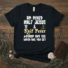 Christian t-shirt with text "Am Mixed Half Jesus & Half Peter #RUNUP AND SEE WHICH ONE YOU GET" in white