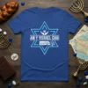 Am Y Yisrael Chai T-Shirt with Star of David, hands, keyboard, and tree graphic