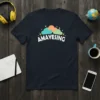 Amayesing wordplay t-shirt with colorful clouds and lightning bolts graphic