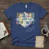 Amazing Grace How Sweet The Sound t-shirt with colorful lettering and bird graphic