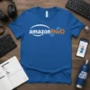 Blue t-shirt with the Amazon logo and "PWD" text in orange, representing AmazonPWD