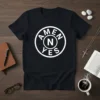 Black t-shirt with "Amen N Yes" text in a white circular design, featuring the letter N in the center