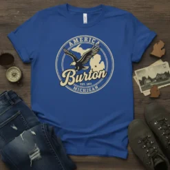 America Burton Est. 1851 Michigan T-Shirt with eagle and state outline graphic