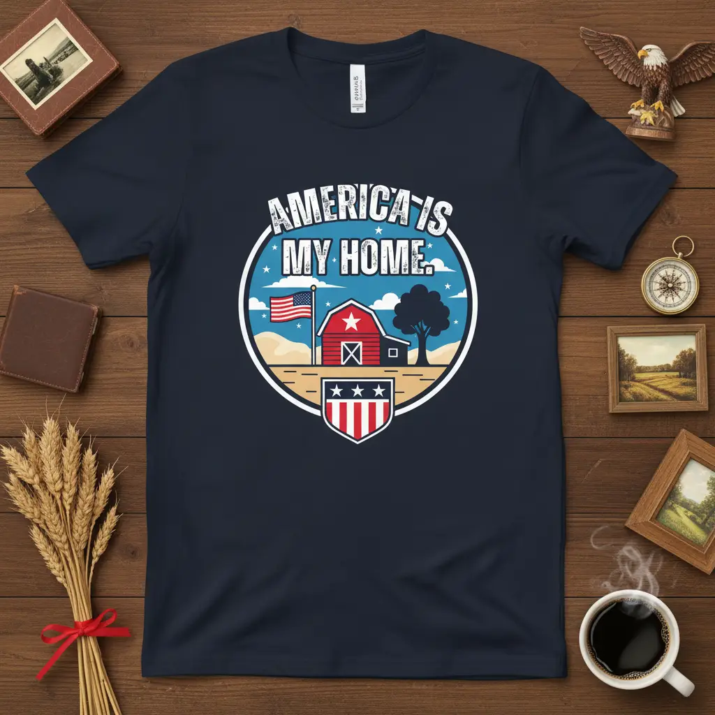 America Is My Home Patriotic Barn T-Shirt Usa Pride Gift