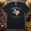 America Texas US Est 1881 Oil Rig t-shirt design featuring the shape of Texas with an oil derrick and text