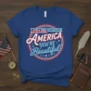 America You're Beautiful 1776 2026 Happy B-Day graphic tee with patriotic red, white, and blue circular design