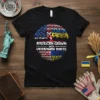 American Grown With Ukrainian Roots t-shirt design featuring a tree with US and Ukraine flags in its branches and roots