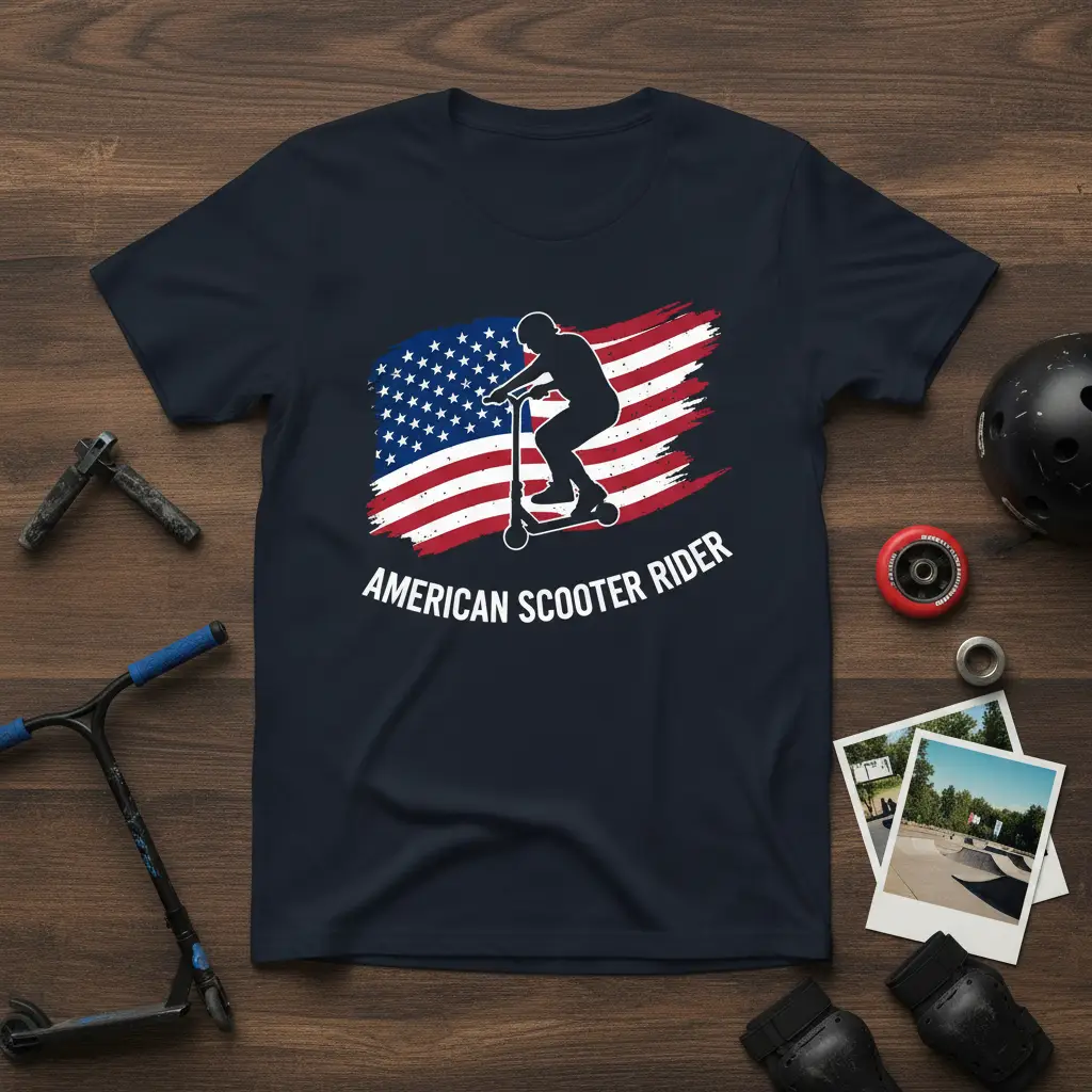 American Scooter Rider Usa Flag T-Shirt Patriotic Gift