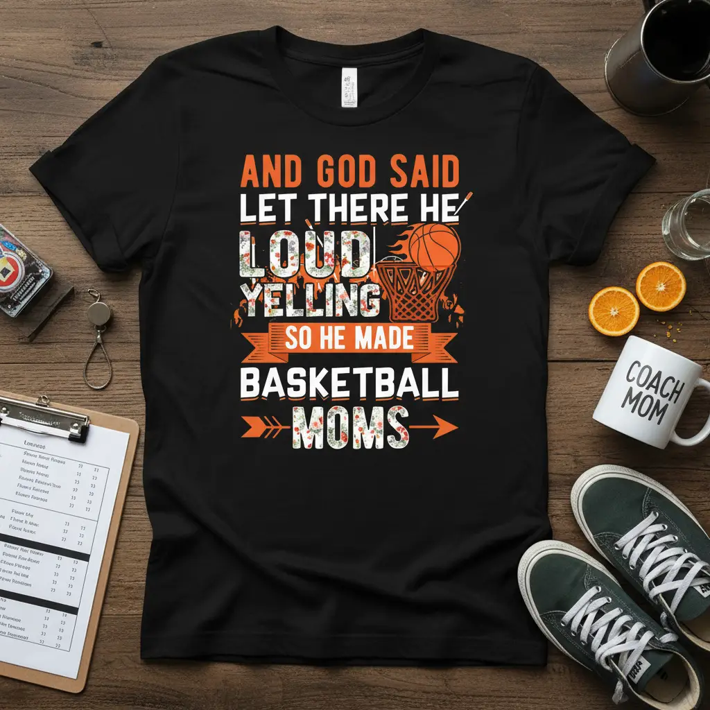 And God Said Let There Be Loud Yelling Basketball Moms T-Shirt