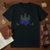 Black t-shirt featuring the Angkor Wat landmark graphic with Khmer text "Angkor Wat Khmai" in blue and gold accents