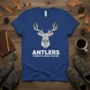 Antlers Strength Grace Nature deer graphic t-shirt in white text and geometric deer head