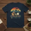 Appalachia t-shirt design with vintage mountains, guitars, banjos, and a soaring eagle