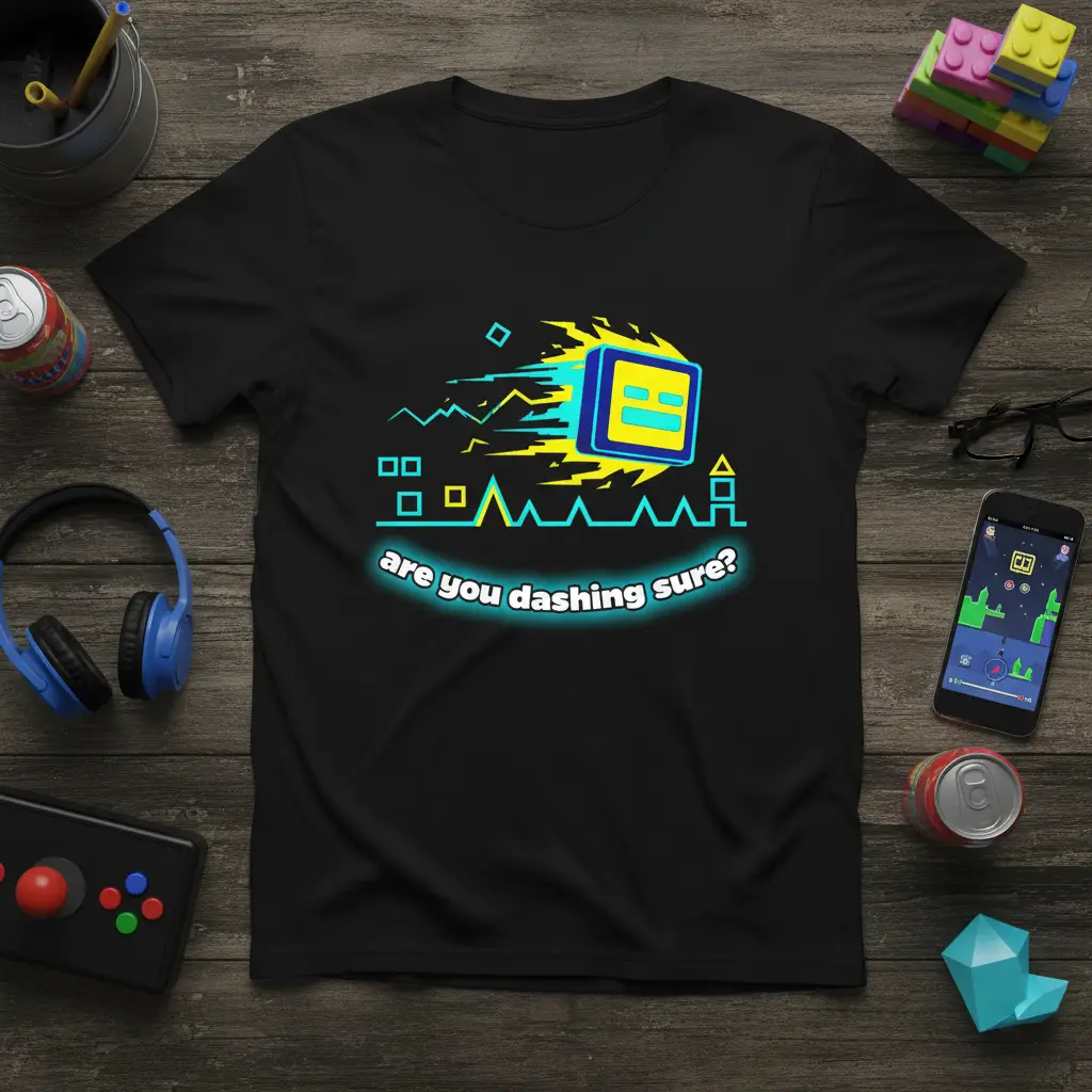 Are You Dashing Sure? Geometry Dash T-Shirt Gaming Gift