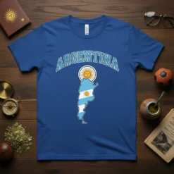 Argentina Map Flag Sun creative graphic design printed on comfortable cotton t-shirt