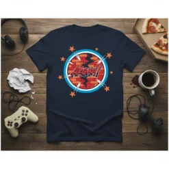 ARGHH! comic book style t-shirt design with a brick wall graphic and orange stars