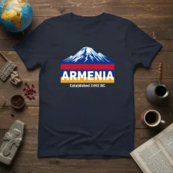 Armenia Established 2492 BC bold graphic design printed on comfortable cotton t-shirt