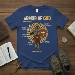 ARMOR OF GOD Ephesians text design featuring stylish typography on quality t-shirt