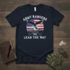 Army Rangers Lead The Way t-shirt design with eagle, American flag, mountains, and crossed rifles