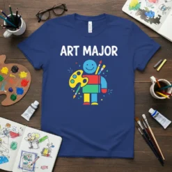 Art Major T-Shirt with a colorful cartoon artist character holding a palette and brushes