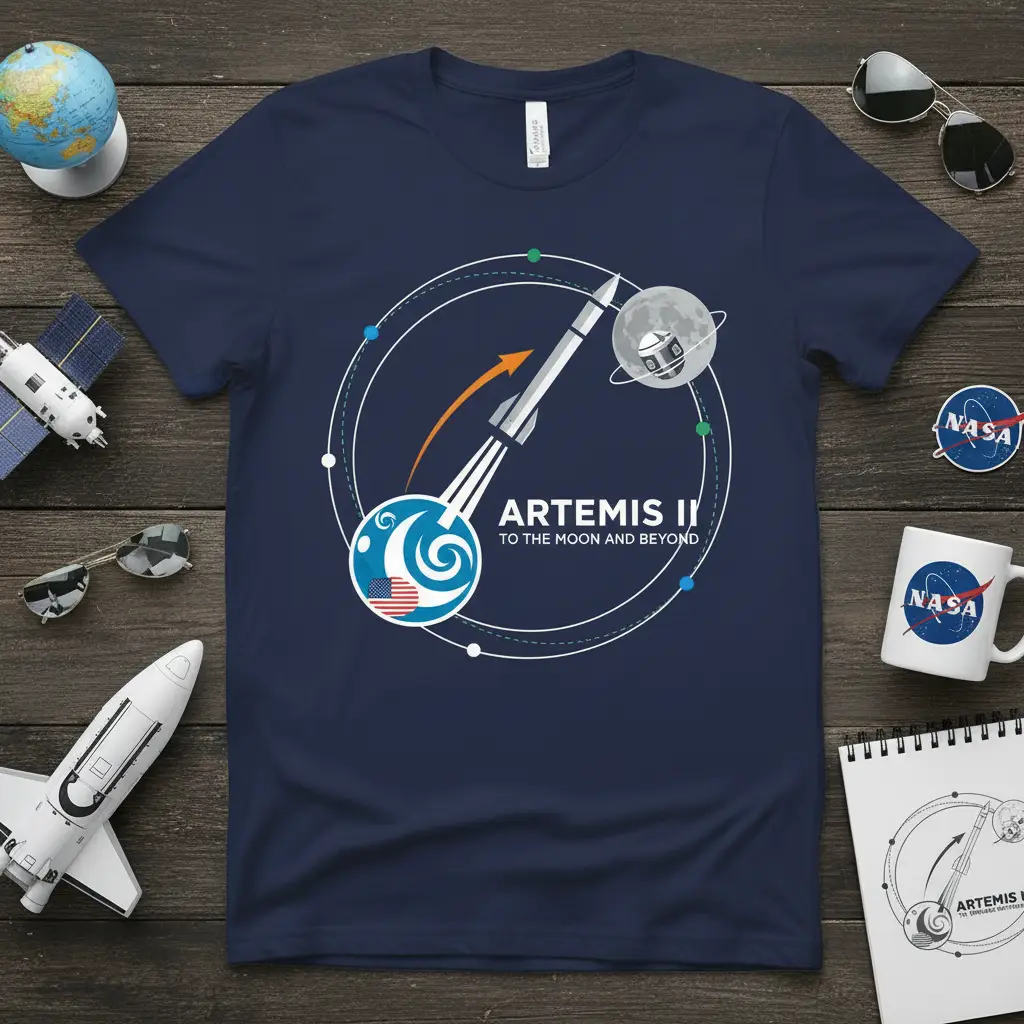 ARTEMIS II TO THE quote printed with eye-catching design on comfortable cotton fabric t-shirt design