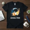 Asexual Pride T-Shirt featuring two cats forming a circle with asexual flag colors