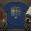 Retro Asheville Asheville Asheville Asheville t-shirt design with city skyline and road graphic