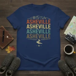 Retro Asheville Asheville Asheville Asheville t-shirt design with city skyline and road graphic