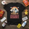 Graphic t-shirt with pink text 'Ask Me About My Explosive Diarrhea' above a cartoon duck on a toilet with a