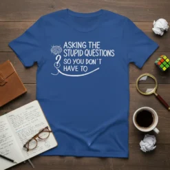White text "Asking the Stupid Questions So You Don't Have To" with a brain graphic and question mark on a