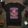 Black t-shirt with "Assuming I Was Like Most Grandmas Was Your First Mistake" text and a muscular grandma lifting dumbbells