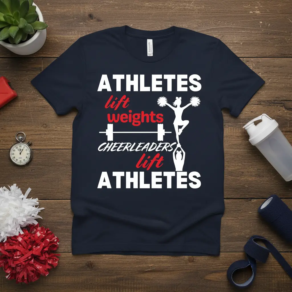 Athletes lift weights Cheerleaders lift Athletes motivational quote with cheerleading and gym graphics on a t-shirt