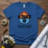 Blue t-shirt featuring the ATLEE Heating & Cooling logo with flames and ice graphics, and phone number