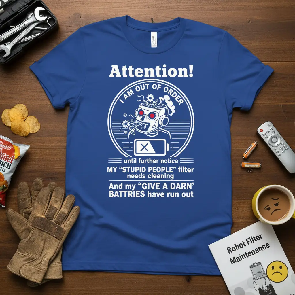 Attention! I Am Out of Order Robot Filter Maintenance Tee