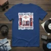 Audio Aesthetics Future Vibrations t-shirt with retro speakers and turntable graphic
