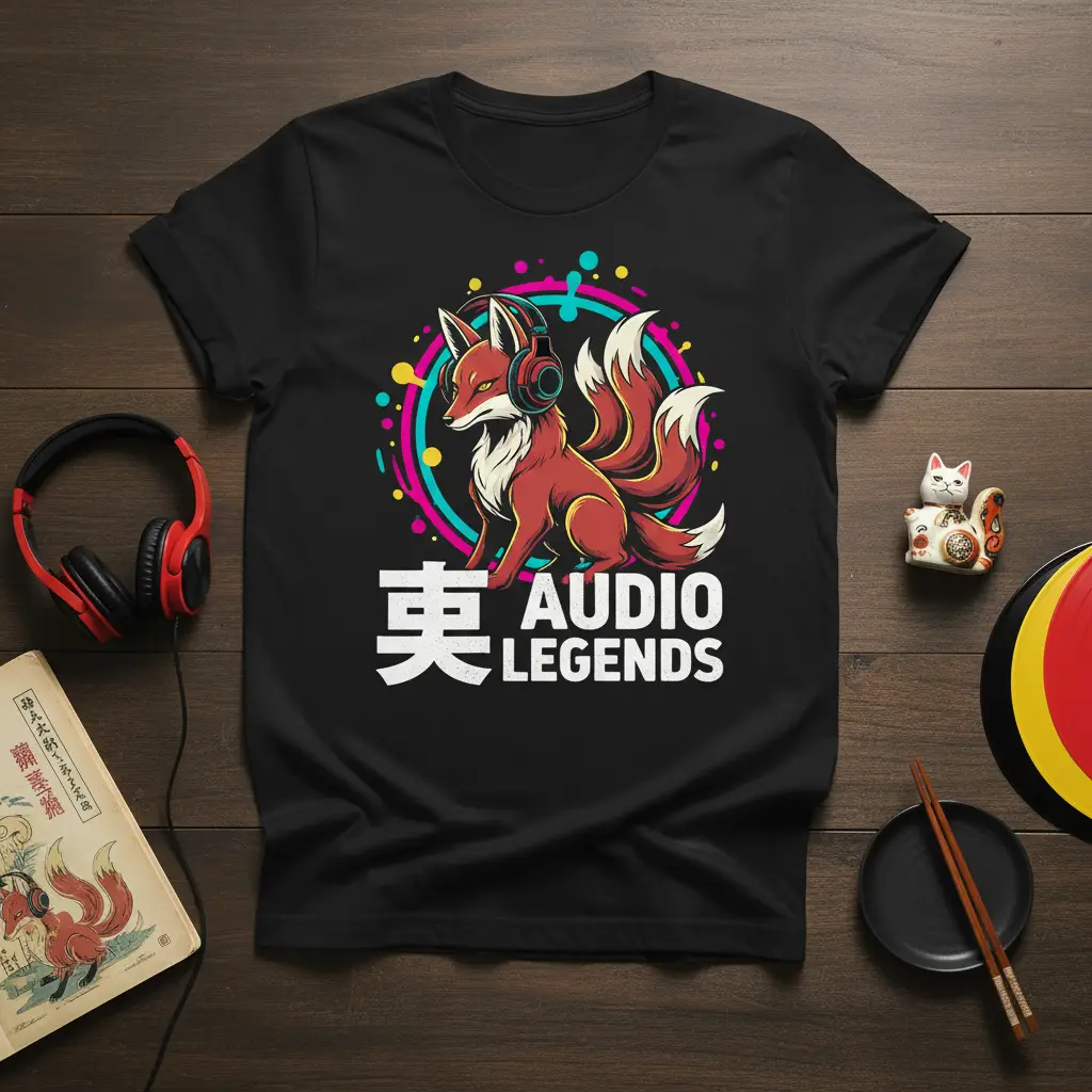 東 Audio Legends T-Shirt Japanese Fox Music Lover Gift