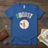 August Girl zodiac t-shirt design with colorful text and floral Virgo symbol, perfect for astrology lovers