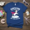 Aunticorn t-shirt design featuring a unicorn with a cape and rainbow mane, with text "Aunticorn Like A Normal Aunt Only