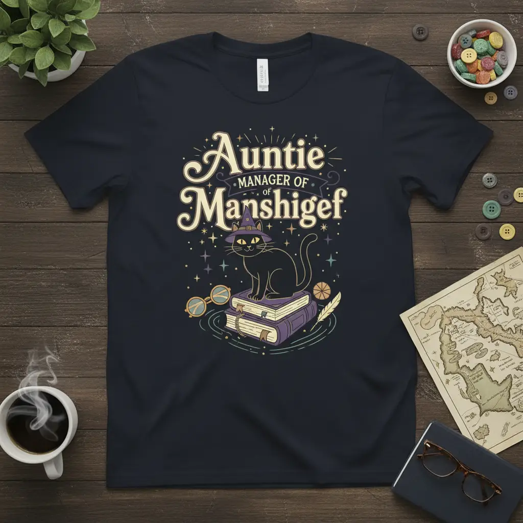 Auntie Manager of Manshigef Witchy Cat T-Shirt Gift
