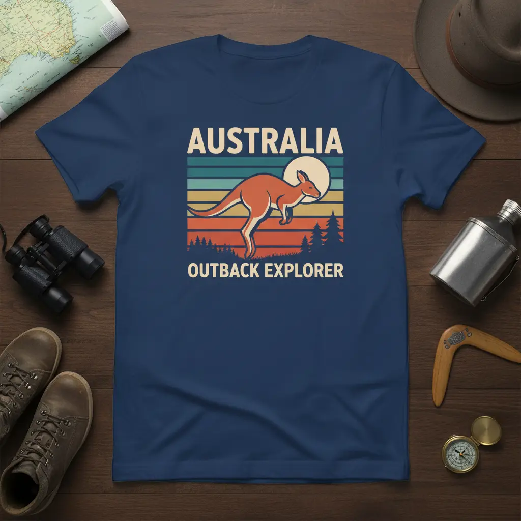 Australia Outback Explorer Kangaroo Vintage Sunset T-Shirt