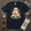 Authentic Noodle Enthusiast t-shirt with a cute cartoon cat wearing a chef hat eating ramen