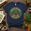 Authentic Vegetarian Existed On Plants Before It Was Cool t-shirt design with circular emblem featuring garden vegetables and banner