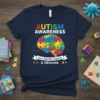 Autism Awareness Love Educate Support Advocate bold graphic design printed on comfortable cotton t-shirt