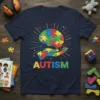 Autism Awareness Puzzle Brain Hand detailed graphic design printed on comfortable cotton t-shirt