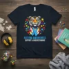 Autism Awareness Support & Understanding T-Shirt with tiger and puzzle ribbon design